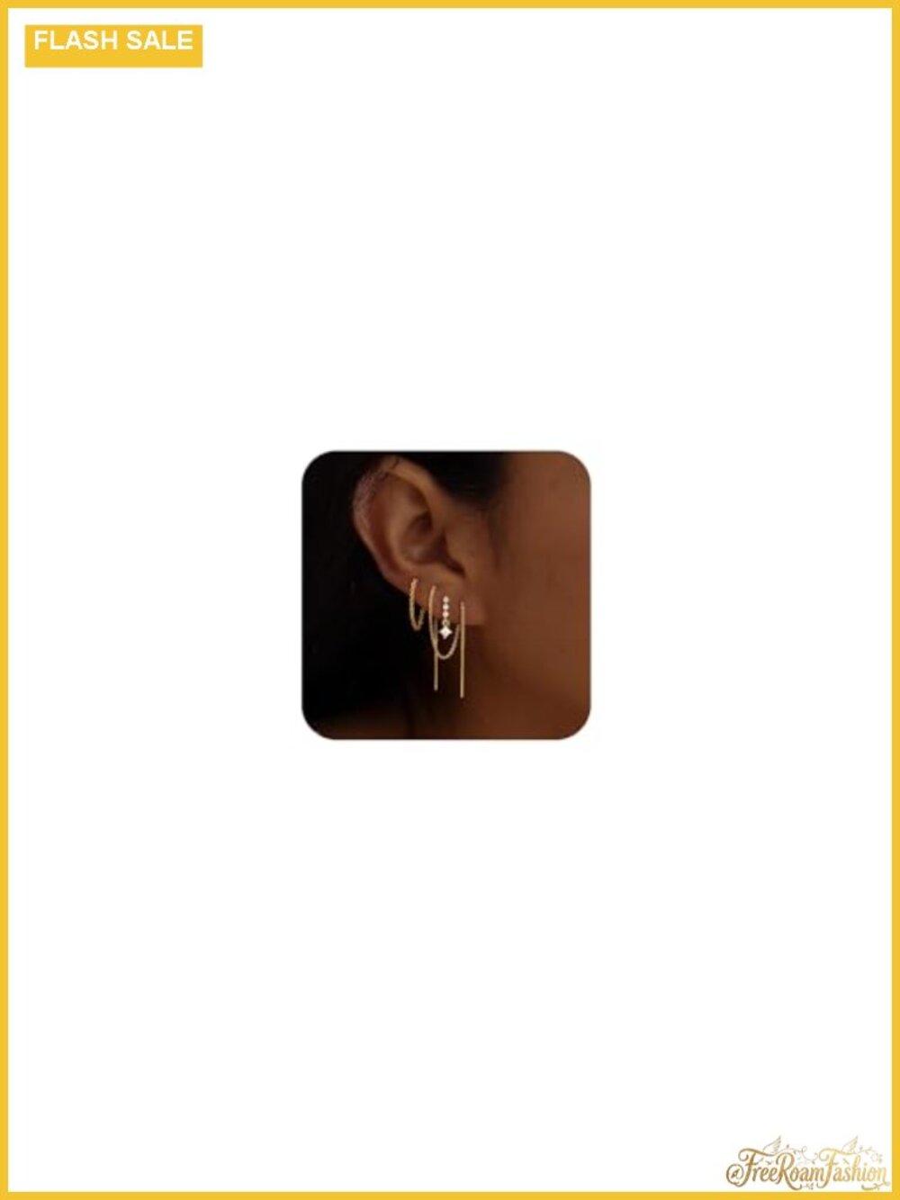 Dainty 14K Gold Plated Chain Earrings for Women Hypoallergenic CZ Stud Threader
